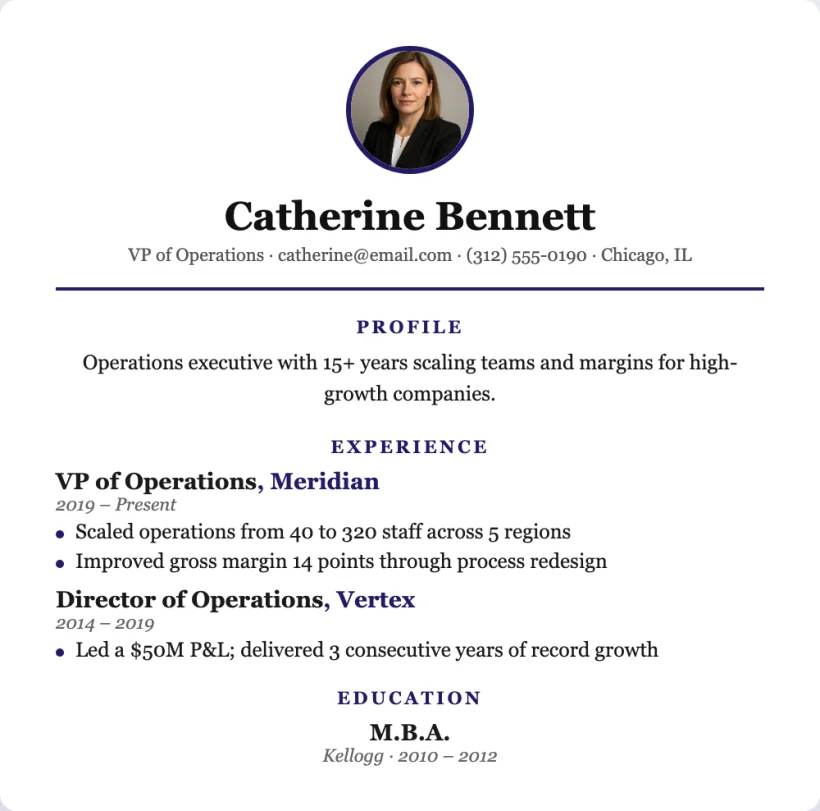 Executive resume template example